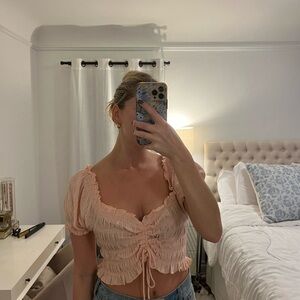 Cotton Candy Peach Ruched Crop Top